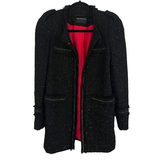 Basic House Women XS Black Tweed Midi Retro Minimalist Neutral Punk Grunge Indie - Picture 1 of 16
